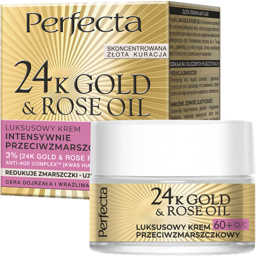 Perfecta 24K Gold&Rose Oil Luksusowy krem przeciwzmarszczkowy na dzień i na noc 60+